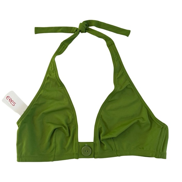 NWT ERES “Roller Pop” Button Detail Halter Bikini Top Full Cup Green - Picture 2 of 16